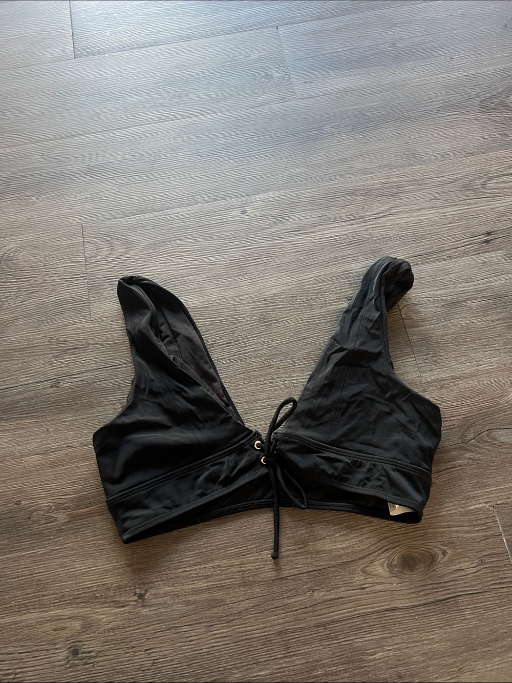 Black Lace-Up black bikini top